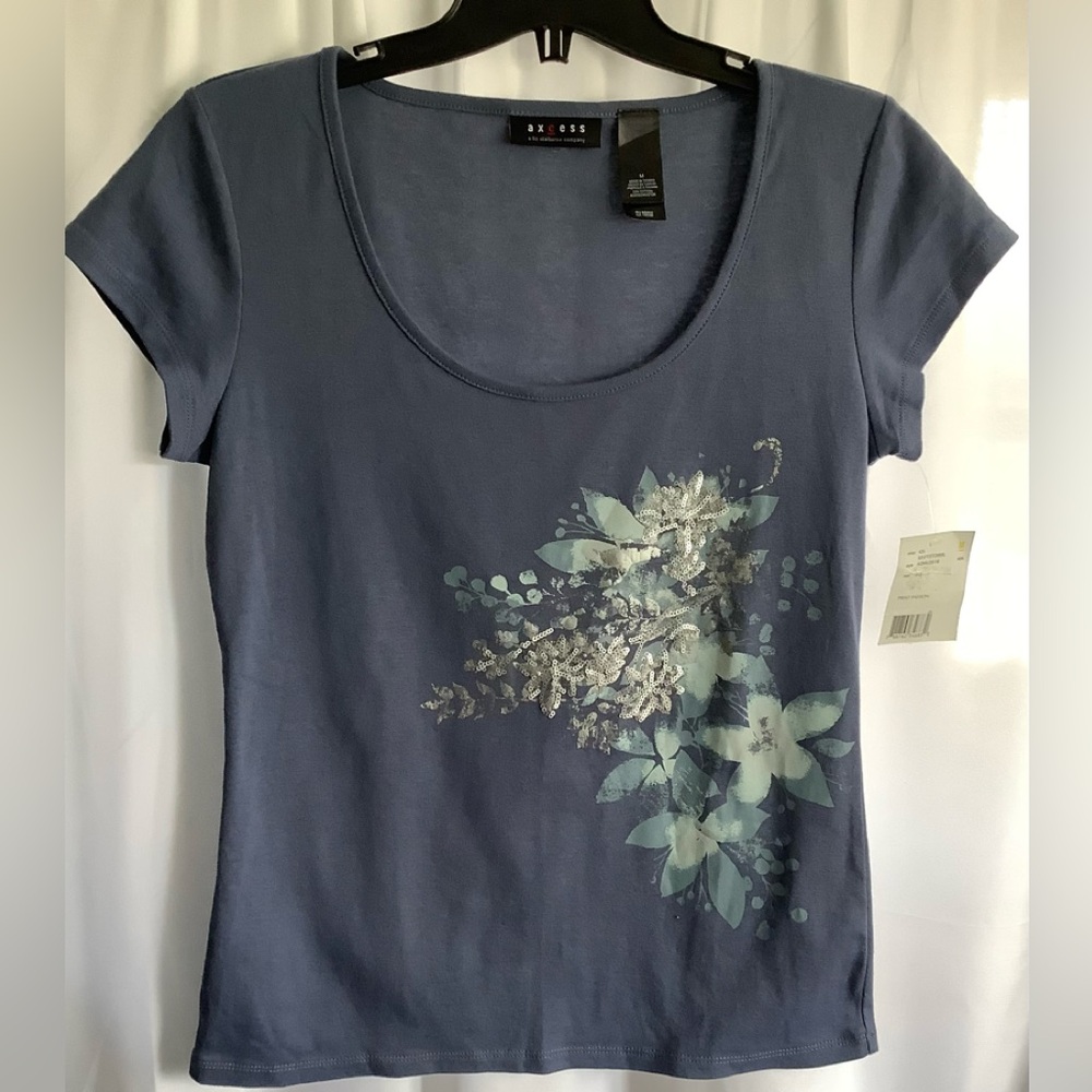 Axcess Blue Top With Silver Details Med